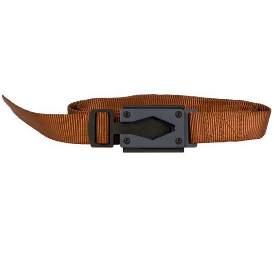 Rugged by Nature Burnt Orange Fire Buckle Belt with Gun Metal Buckle – Quick Release & Dual Ferro Rods