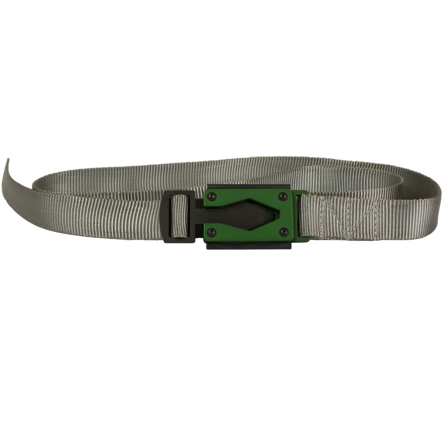 Rugged by Nature Silver Gray Fire Buckle Belt with Green Buckle ā Quick Release & Dual Ferro Rods