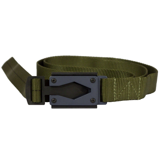 Army Green Fire Buckle® Belt with Gun Metal Buckle – Quick Release & Dual Ferro Rods