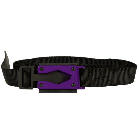 Black Fire Buckle® Belt with Purple Buckle – Quick Release & Dual Ferro Rods