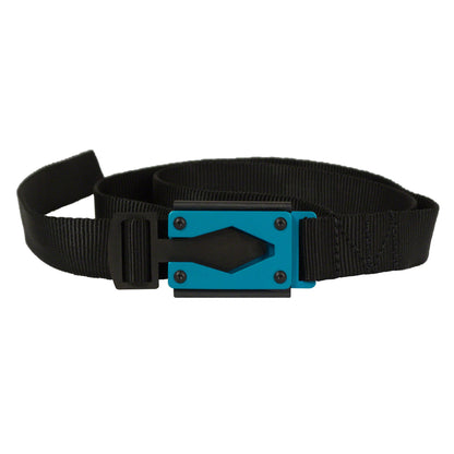 Midnight Black Fire Buckle® Belt with Blue Buckle – Quick Release & Dual Ferro Rods