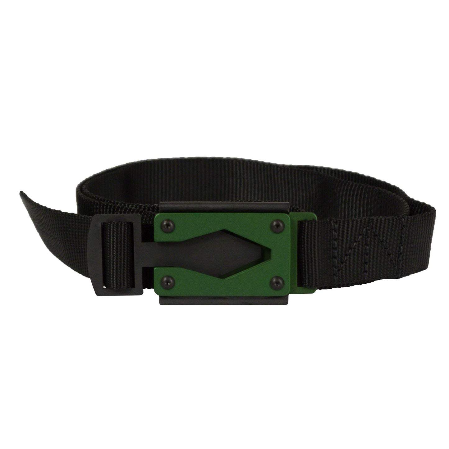 Midnight Black Fire Buckle® Belt with Green Buckle – Quick Release & Dual Ferro Rods