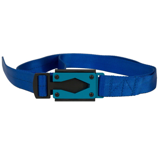 Royal Blue Fire Buckle® Belt with Blue Buckle – Quick Release & Dual Ferro Rods