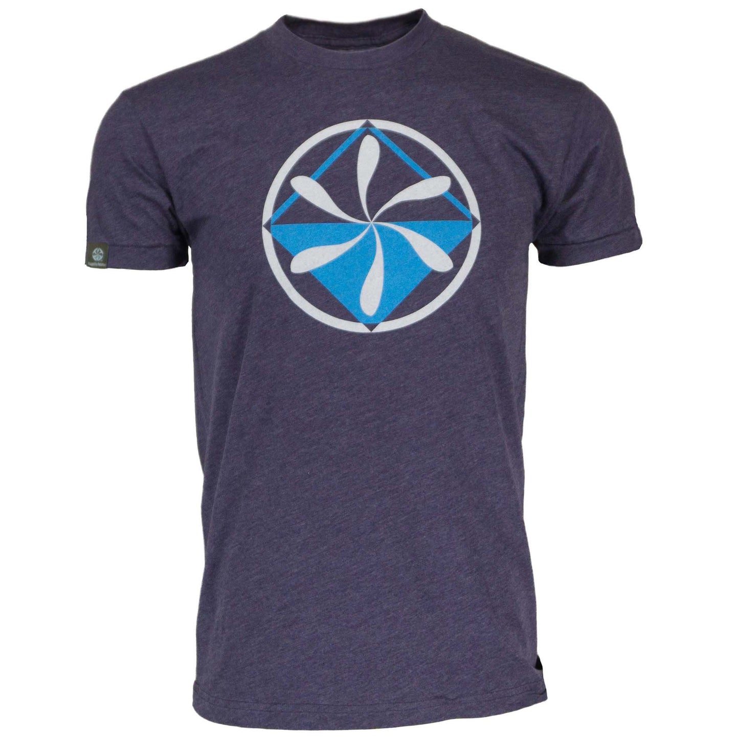 Rugged By Nature® Short Sleeve Logo Tee – Deep Purple Heather Front View with Logo, Cotton-Poly Blend, Made in USA