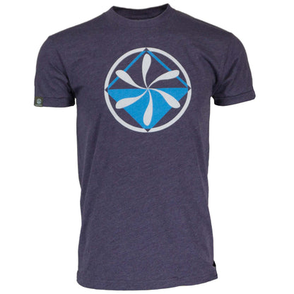Rugged By Nature® Short Sleeve Logo Tee – Deep Purple Heather Front View with Logo, Cotton-Poly Blend, Made in USA