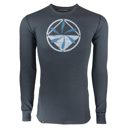 Rugged By Nature® Thermal Shirt – Charcoal Gray Front View with Logo, 55% Combed Cotton / 45% Polyester, Made in USA