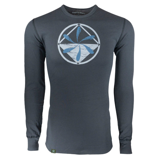 Rugged by Nature Thermal Shirt – Charcoal Gray Front View with Logo, 55% Combed Cotton / 45% Polyester, Made in USA